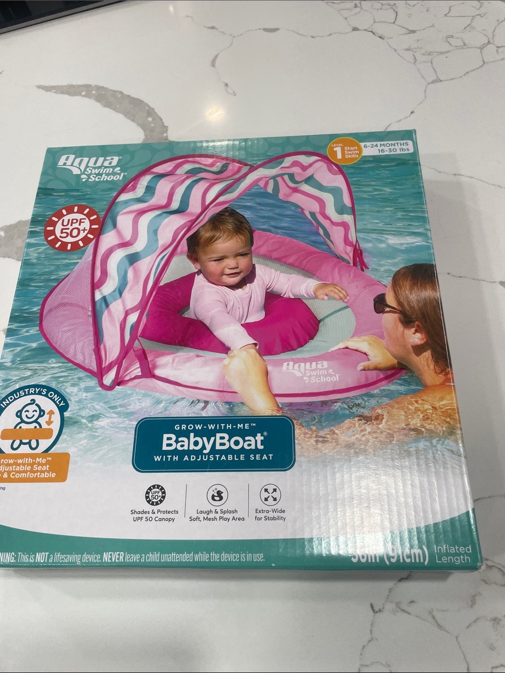 Pink Kids Inflatable Lounger with Sunshade